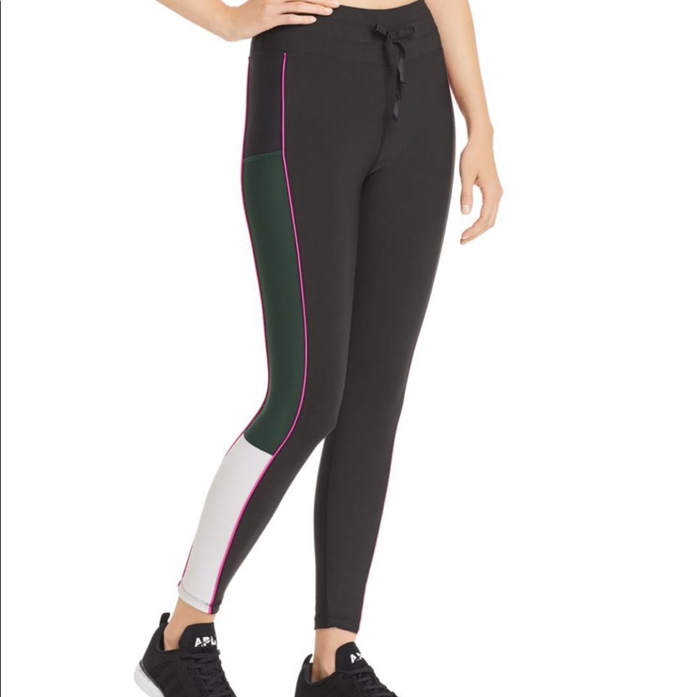 Aqua Piped Color-Block Leggings